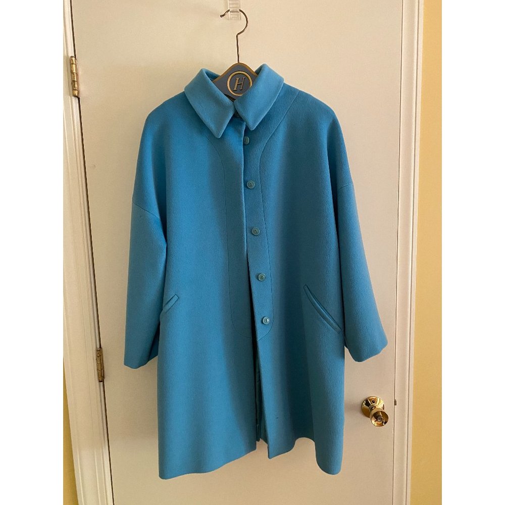 Louis Feraud Turquoise Coat (Lambswool ?) Vintage size 14